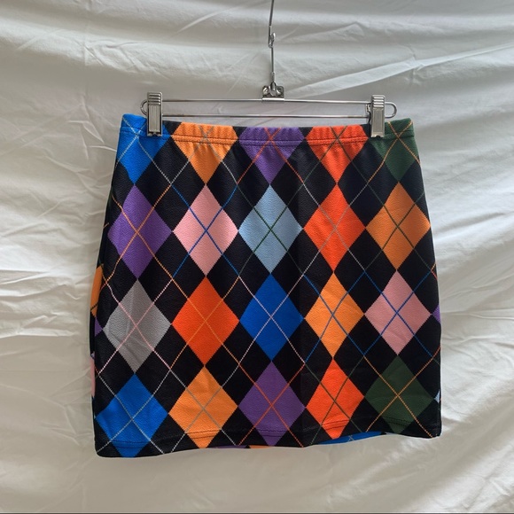 Multi Colour Argyle Pencil Skirt - Picture 4 of 5